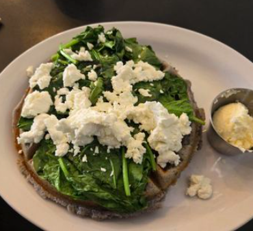 Tia B's La Waffleria signature dishes Blue Corn Waffle Tostado
Green Chile
Red Chile
